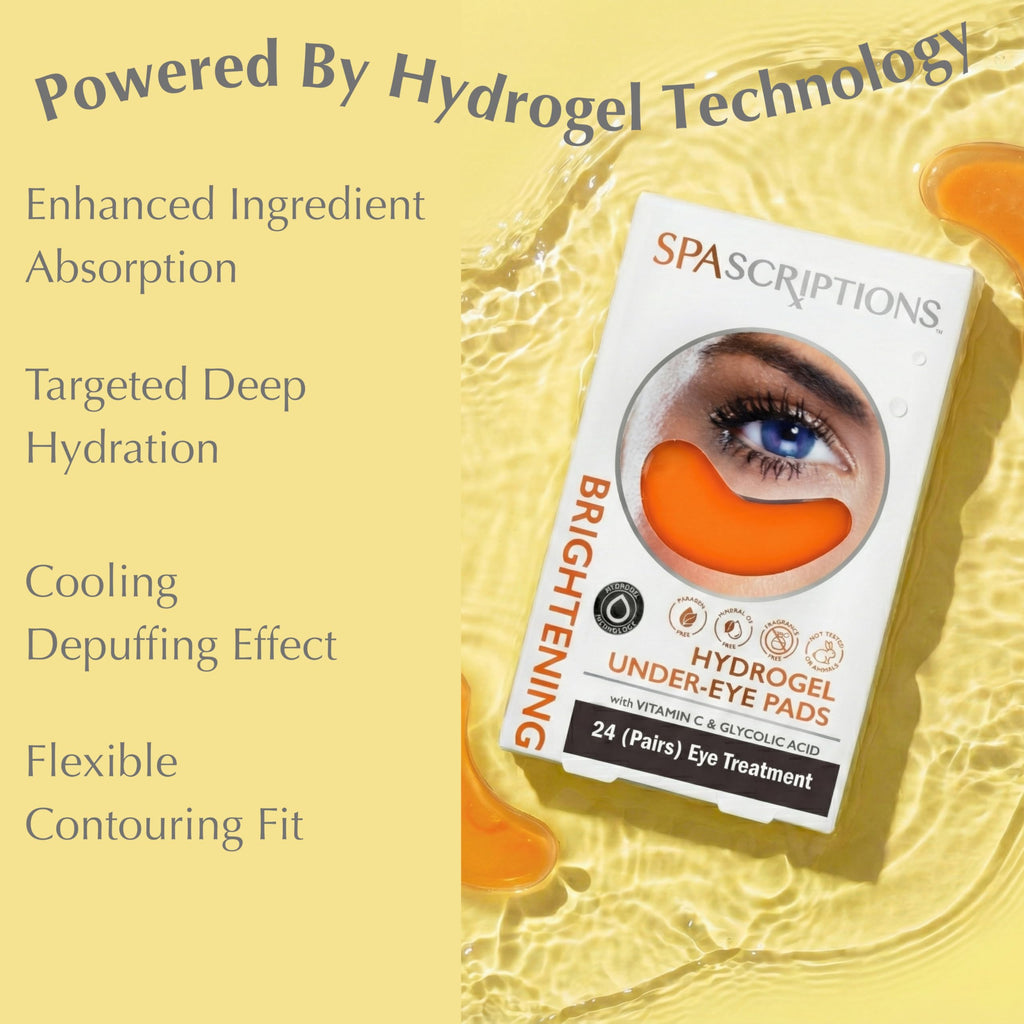 SpaScriptions Collagen Hydrogel Under Eye Patches - Anti-Wrinkle Eye Masks for Dark Circles & Puffiness, Firming & Hydrating Gel Eye Pads for Men & Women for Refreshing Daily Skin Care, 4 Pairs