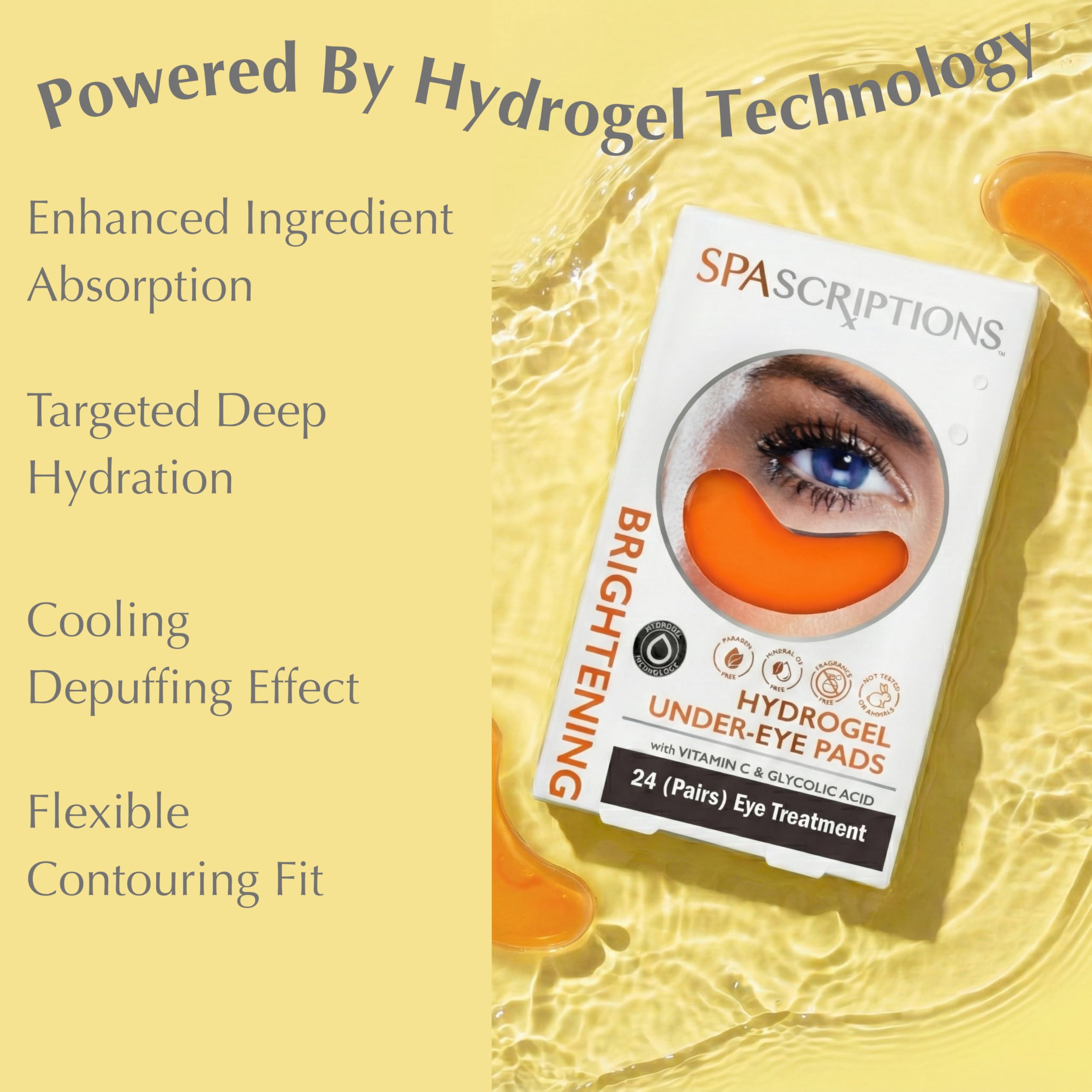 SpaScriptions Collagen Hydrogel Under Eye Patches - Anti-Wrinkle Eye Masks for Dark Circles & Puffiness, Firming & Hydrating Gel Eye Pads for Men & Women for Refreshing Daily Skin Care, 4 Pairs
