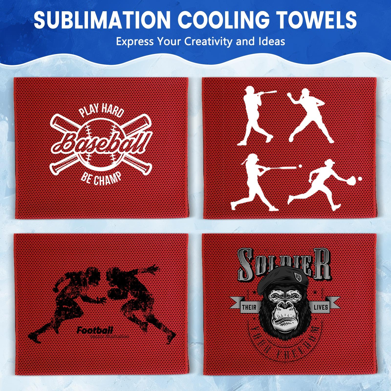 Hosuly 1000 Pack Cooling Towels Bulk 40 x 12 Inch Large Chilly Breathable Sweat Sports Cold Towels Sublimation Microfiber Ice Neck Rag for Hot Weather Workout Gym Team Gift (Dark Blue)