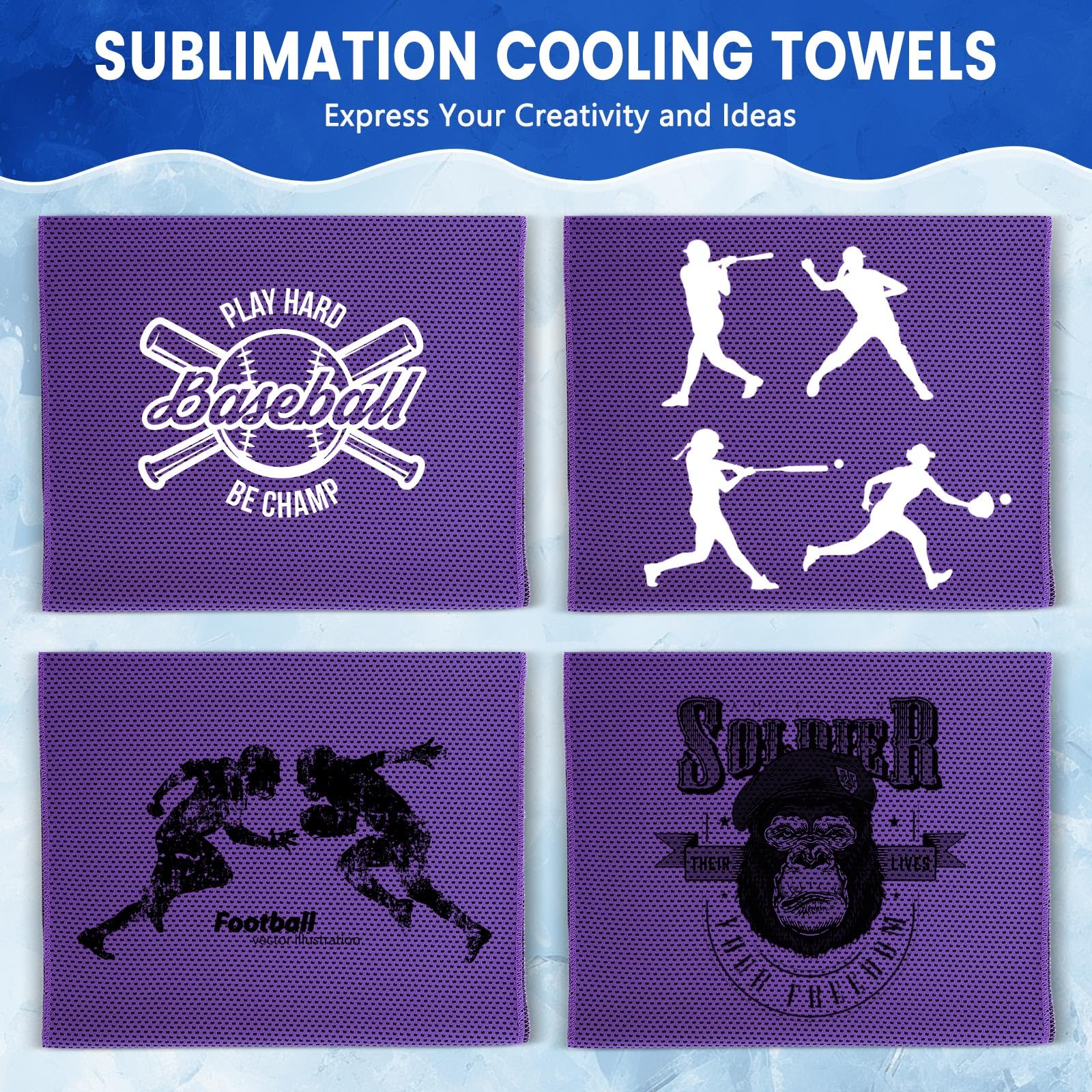 Hosuly 1000 Pack Cooling Towels Bulk 40 x 12 Inch Large Chilly Breathable Sweat Sports Cold Towels Sublimation Microfiber Ice Neck Rag for Hot Weather Workout Gym Team Gift (Dark Blue)