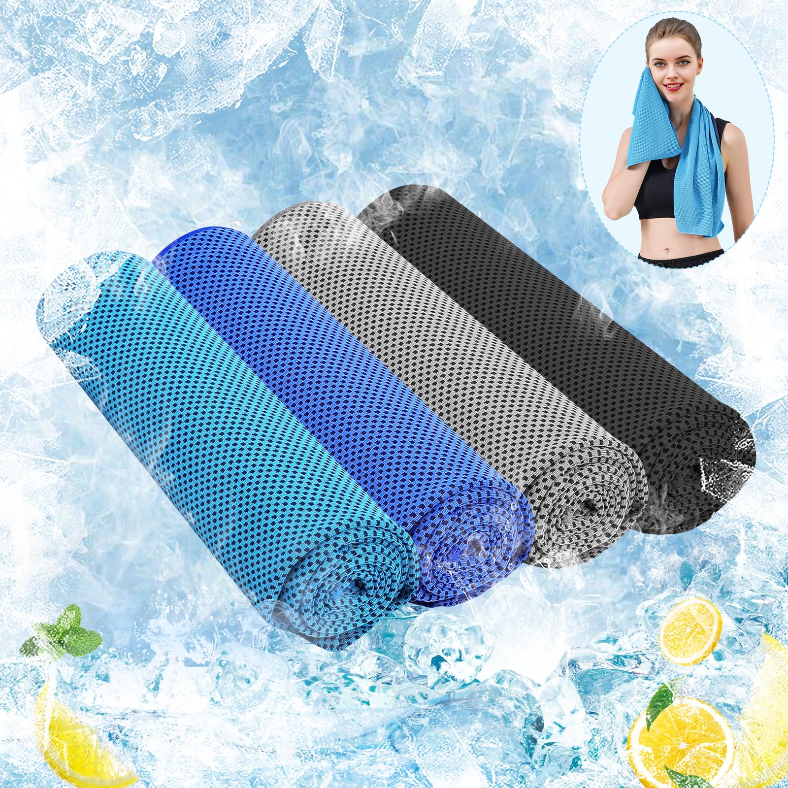 Cooling Towel (40"x12") - for Neck/Face, Ice Towel,Chilly Towel, Cooling Neck Wraps for Hot Weather Instant Chill, Soft Microfiber for Yoga, Gym, Golf, Running,Workout, Outdoor Sports, Hiking
