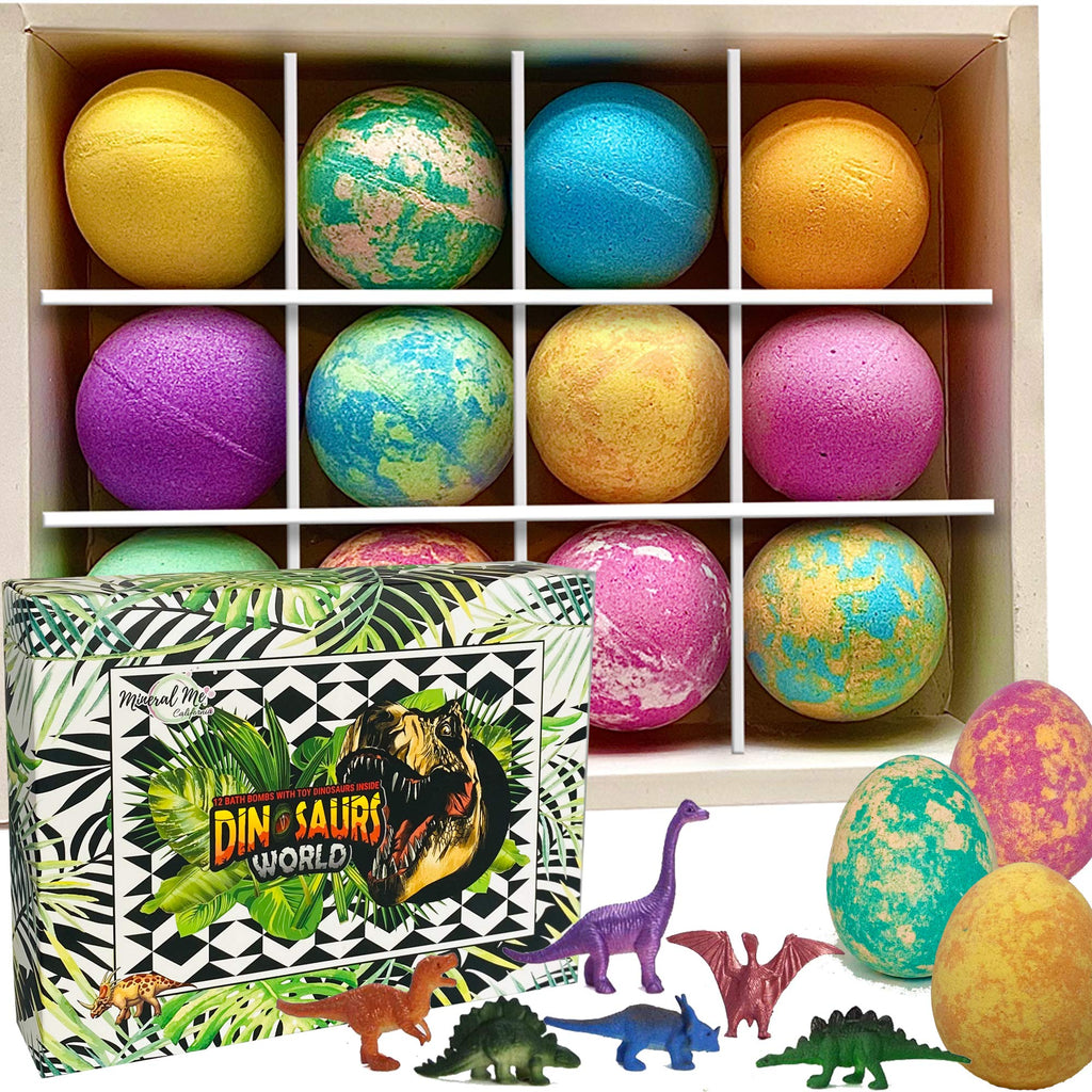 Bath Bombs for Kids with Surprise Toys Inside Plus Dinosaur Puzzle - Set of 9 Organic Dino Egg Bath Bombs, Gentle and Kids Safe, Fizzy Balls with Rich Bubbles, Birthday Gifts for Boys, Girls