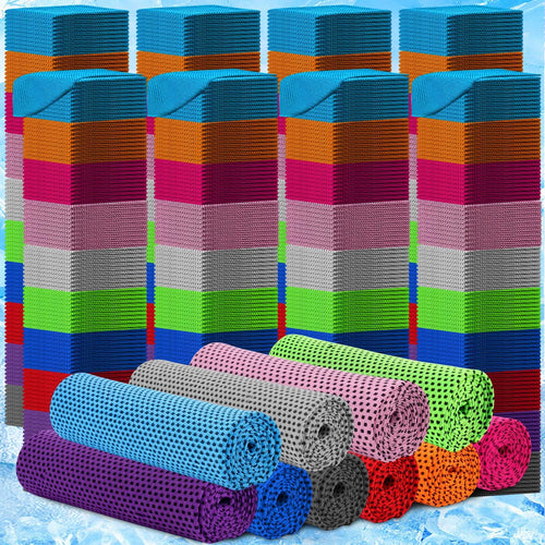 BBTO 800 Pcs Microfiber Ice Towel - 32 x 12 Inch Cooling Cold Towel for Neck and Face Breathable Chilly for Yoga, Sport, Gym, Workout, Camping and More Activities (Multicolor)