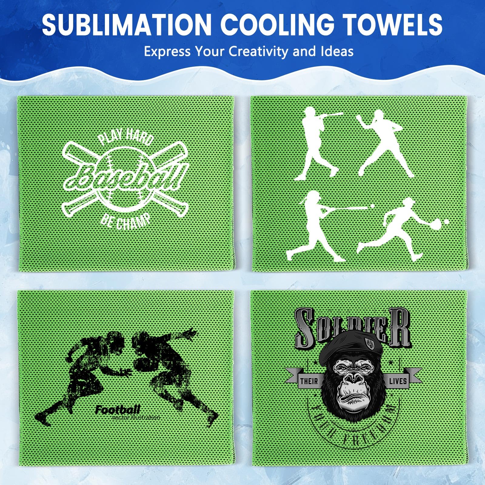 Hosuly 1000 Pack Cooling Towels Bulk 40 x 12 Inch Large Chilly Breathable Sweat Sports Cold Towels Sublimation Microfiber Ice Neck Rag for Hot Weather Workout Gym Team Gift (Dark Blue)