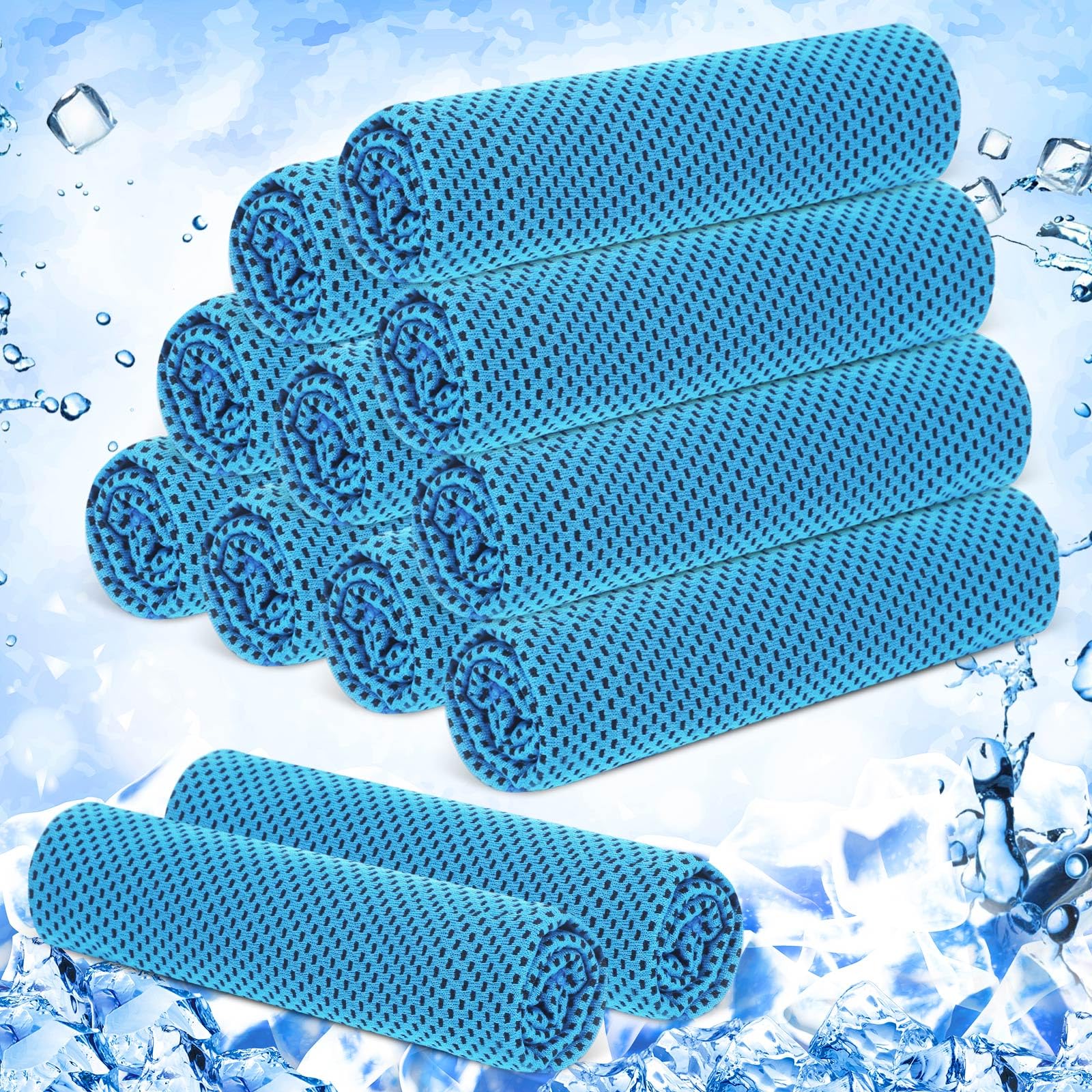 Hosuly 12 Pieces Cooling Towels, 40 x 12 Inch Ice Cool Towel for Neck and Face Microfiber Soft Breathable Chilly Rags for Yoga, Sports, Golf, Gym, Running, Workout(Purple)